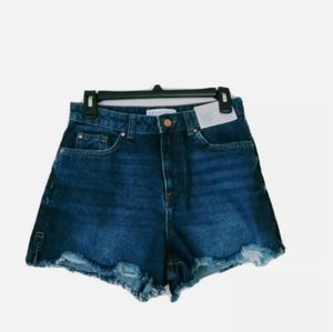 Primark high waist dark wash jean shorts sz 6 nwt